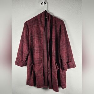 Women's Burgundy Open-Front Jacket